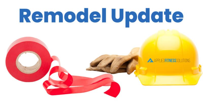 red tape and conscruction helmet with the title remodel update