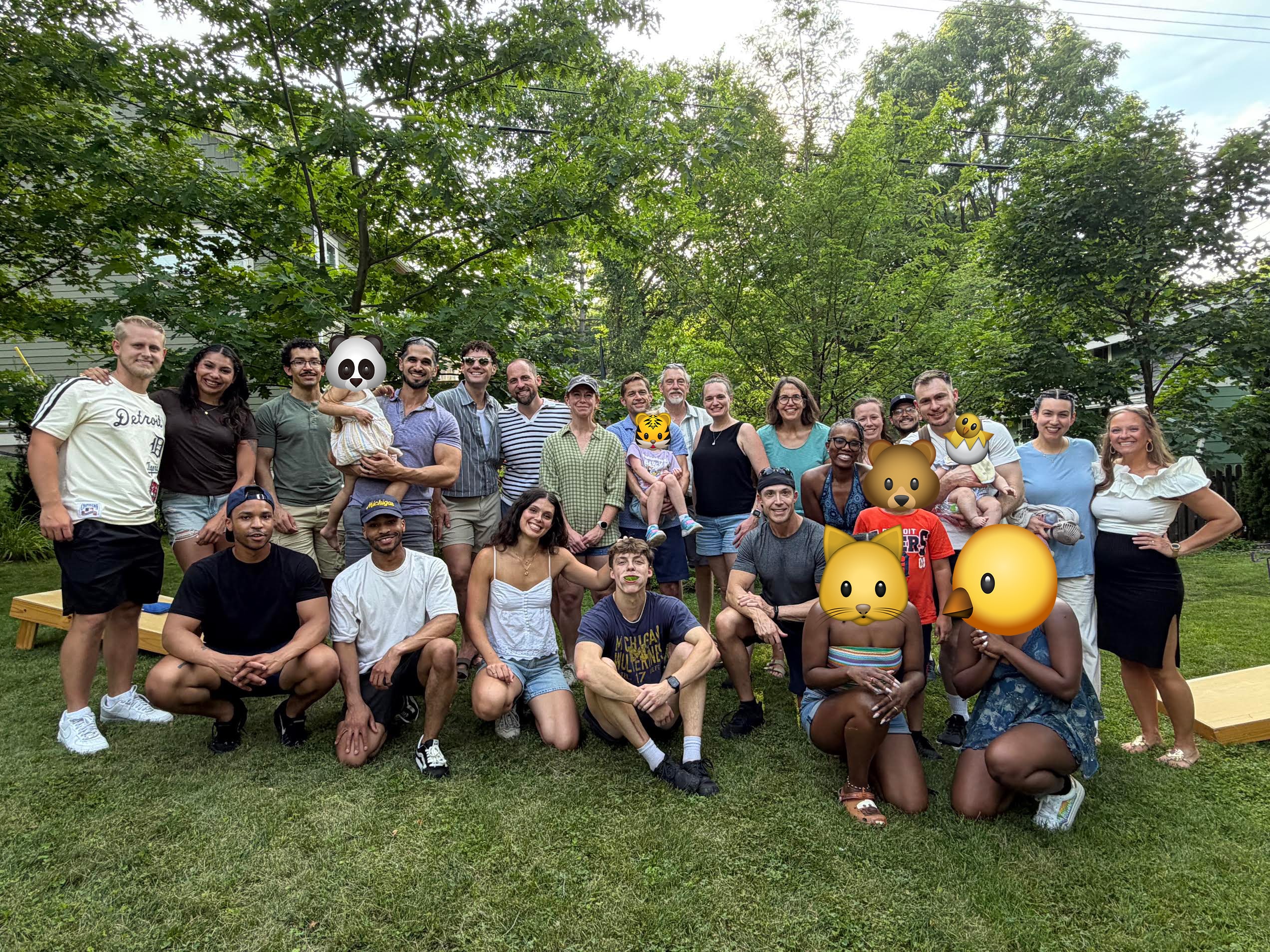 The AFS team gathered in a backyard at a summer team retreat